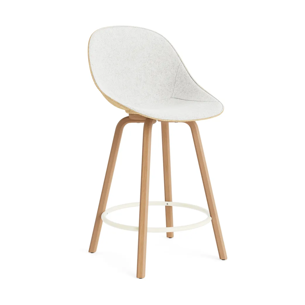 Mat Bar Chair cadeira de bar estofada na frente 65 cm, Hallingdal 110-cânhamo-faia-aço creme Normann Copenhagen