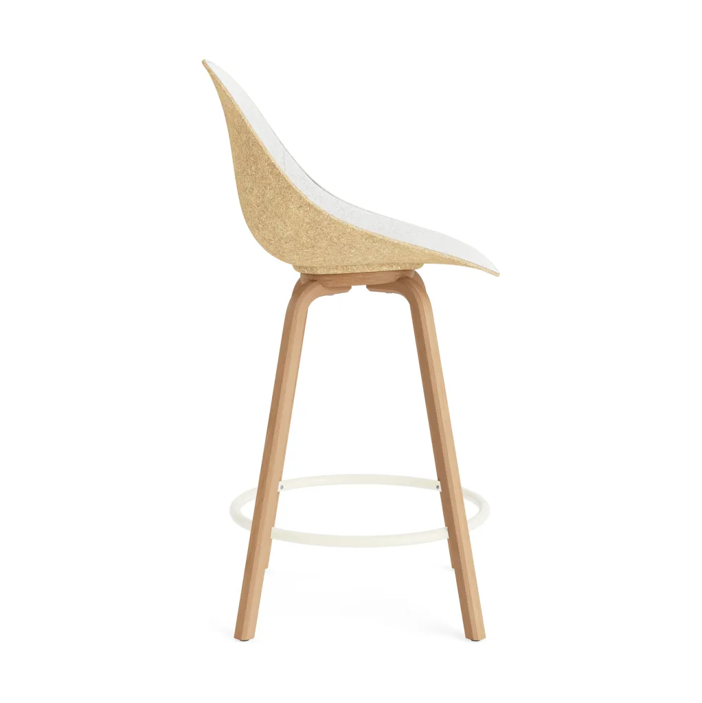 Mat Bar Chair cadeira de bar estofada na frente 65 cm, Hallingdal 110-cânhamo-faia-aço creme Normann Copenhagen