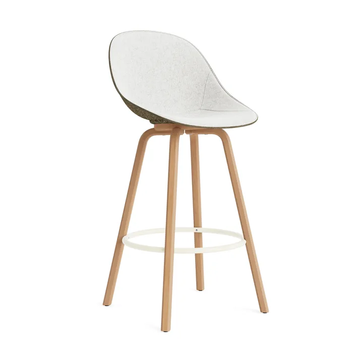 Mat Bar Chair cadeira de bar estofada na frente 75 cm - Hallingdal 110-alga-faia-aço creme - Normann Copenhagen