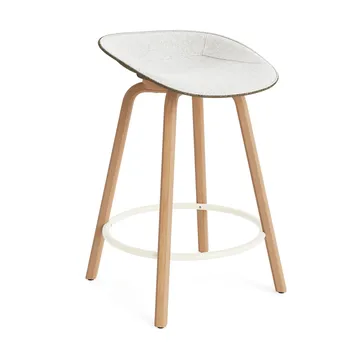 Mat Barstool banqueta estofada na frente 65 cm - Hallingdal 110-alga-faia-aço creme - Normann Copenhagen