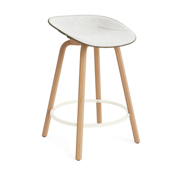 Mat Barstool banqueta estofada na frente 65 cm - Hallingdal 110-alga-faia-aço creme - Normann Copenhagen