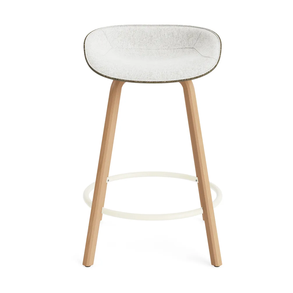 Mat Barstool banqueta estofada na frente 65 cm, Hallingdal 110-alga-faia-aço creme Normann Copenhagen