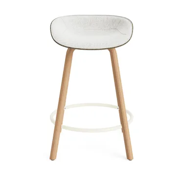 Mat Barstool banqueta estofada na frente 65 cm - Hallingdal 110-alga-faia-aço creme - Normann Copenhagen