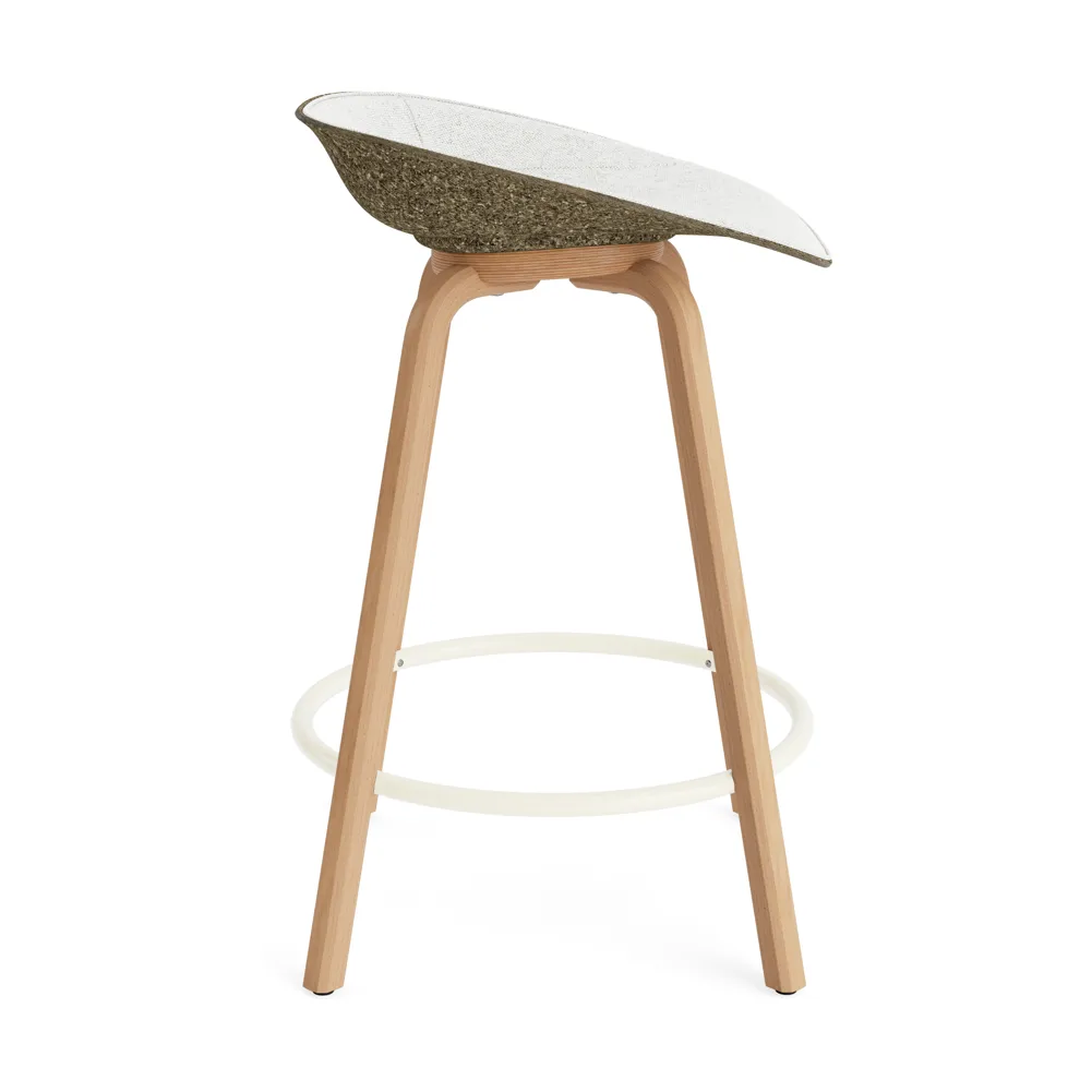 Mat Barstool banqueta estofada na frente 65 cm, Hallingdal 110-alga-faia-aço creme Normann Copenhagen