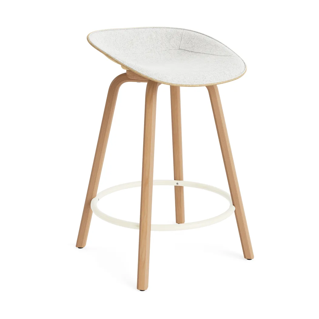 Mat Barstool banqueta estofada na frente 65 cm, Hallingdal 110-cânhamo-faia-aço creme Normann Copenhagen