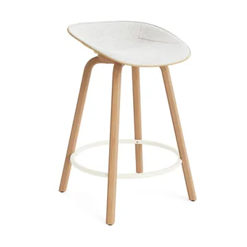 Mat Barstool banqueta estofada na frente 65 cm - Hallingdal 110-cânhamo-faia-aço creme - Normann Copenhagen