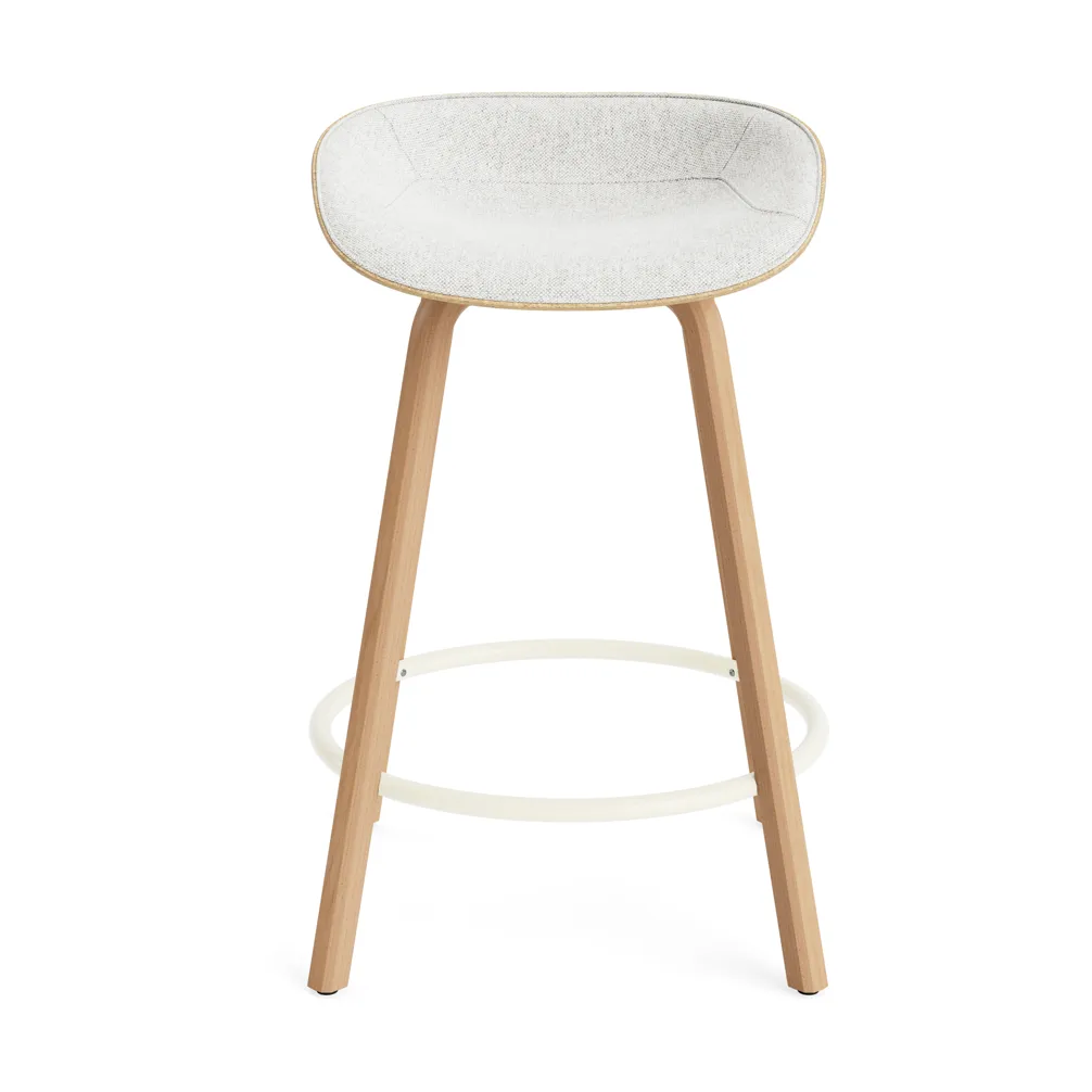 Mat Barstool banqueta estofada na frente 65 cm, Hallingdal 110-cânhamo-faia-aço creme Normann Copenhagen