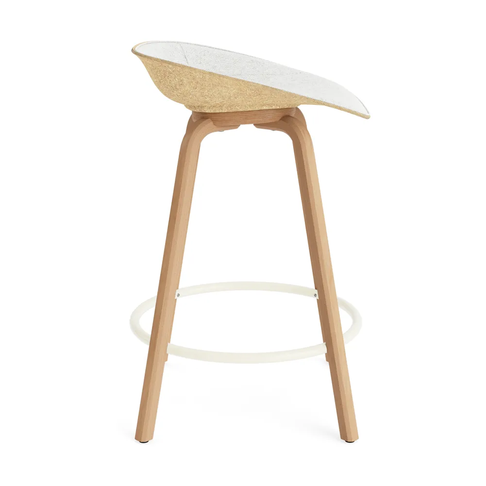 Mat Barstool banqueta estofada na frente 65 cm, Hallingdal 110-cânhamo-faia-aço creme Normann Copenhagen