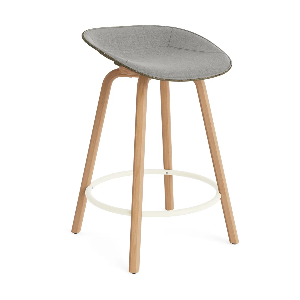 Mat Barstool banqueta estofada na frente 65 cm, Remix 133-alga-faia-aço creme Normann Copenhagen