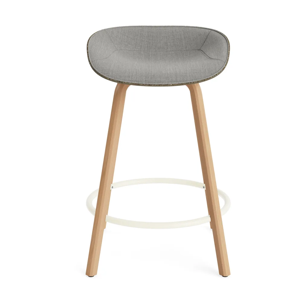 Mat Barstool banqueta estofada na frente 65 cm, Remix 133-alga-faia-aço creme Normann Copenhagen
