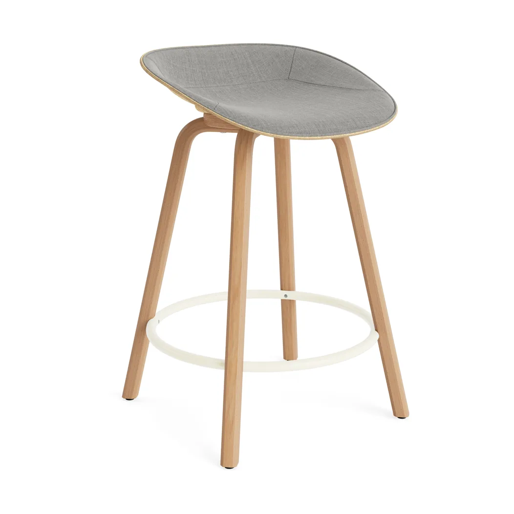 Mat Barstool banqueta estofada na frente 65 cm, Remix 133-cânhamo-faia-aço creme Normann Copenhagen