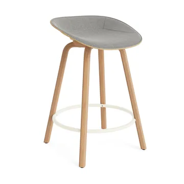 Mat Barstool banqueta estofada na frente 65 cm - Remix 133-cânhamo-faia-aço creme - Normann Copenhagen
