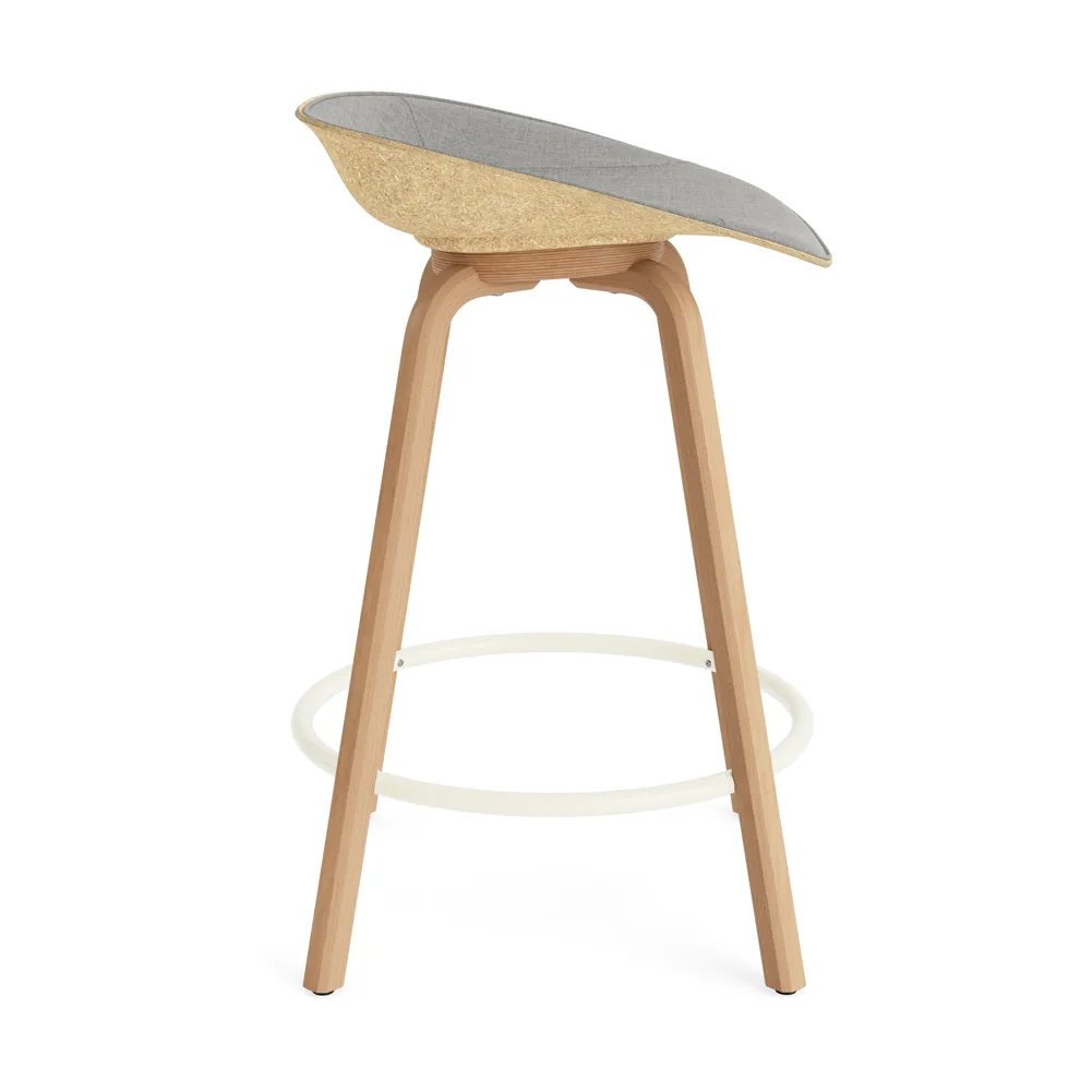 Mat Barstool banqueta estofada na frente 65 cm, Remix 133-cânhamo-faia-aço creme Normann Copenhagen