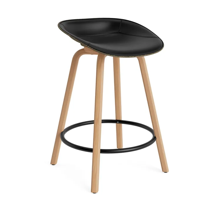Mat Barstool banqueta estofada na frente 65 cm - Ultra 41599-alga-faia-aço preto - Normann Copenhagen
