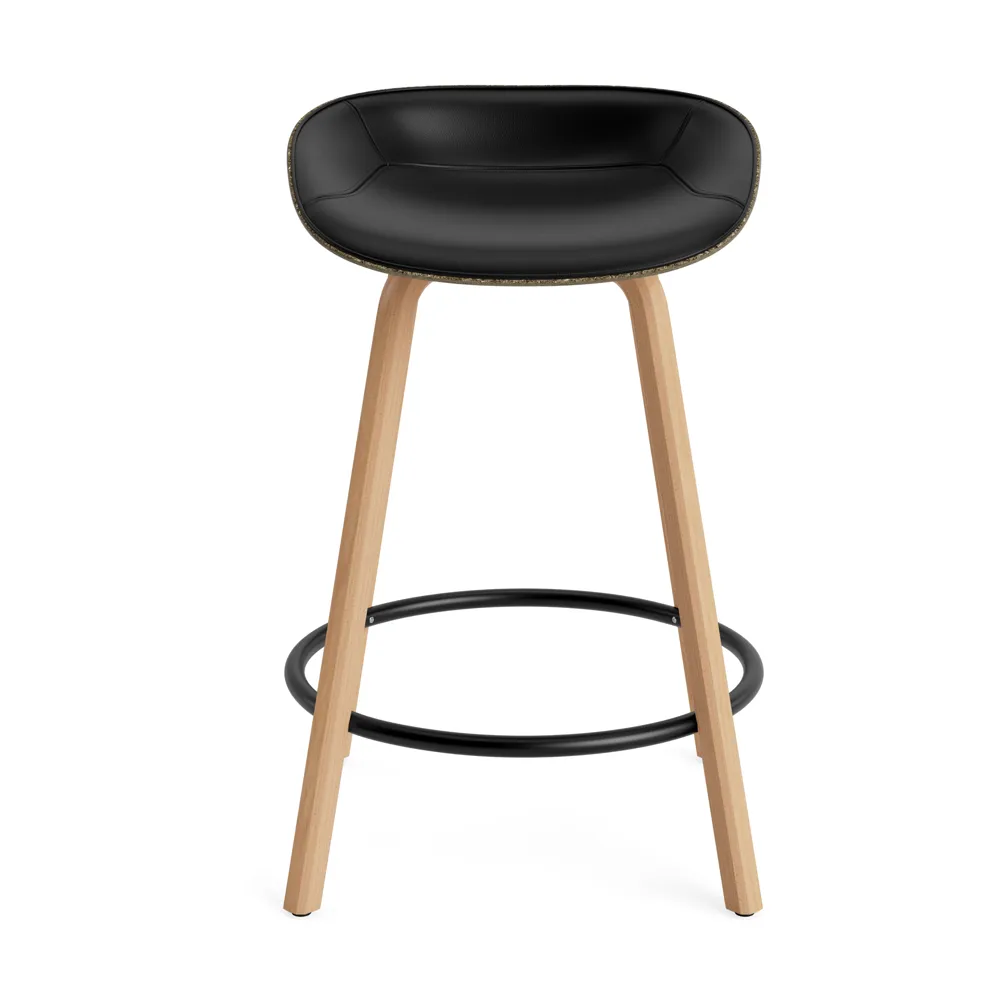 Mat Barstool banqueta estofada na frente 65 cm, Ultra 41599-alga-faia-aço preto Normann Copenhagen