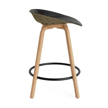 Mat Barstool banqueta estofada na frente 65 cm - Ultra 41599-alga-faia-aço preto - Normann Copenhagen