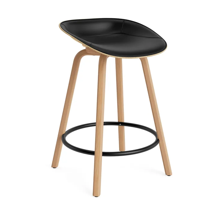 Mat Barstool banqueta estofada na frente 65 cm - Ultra 41599-cânhamo-faia-aço preto - Normann Copenhagen