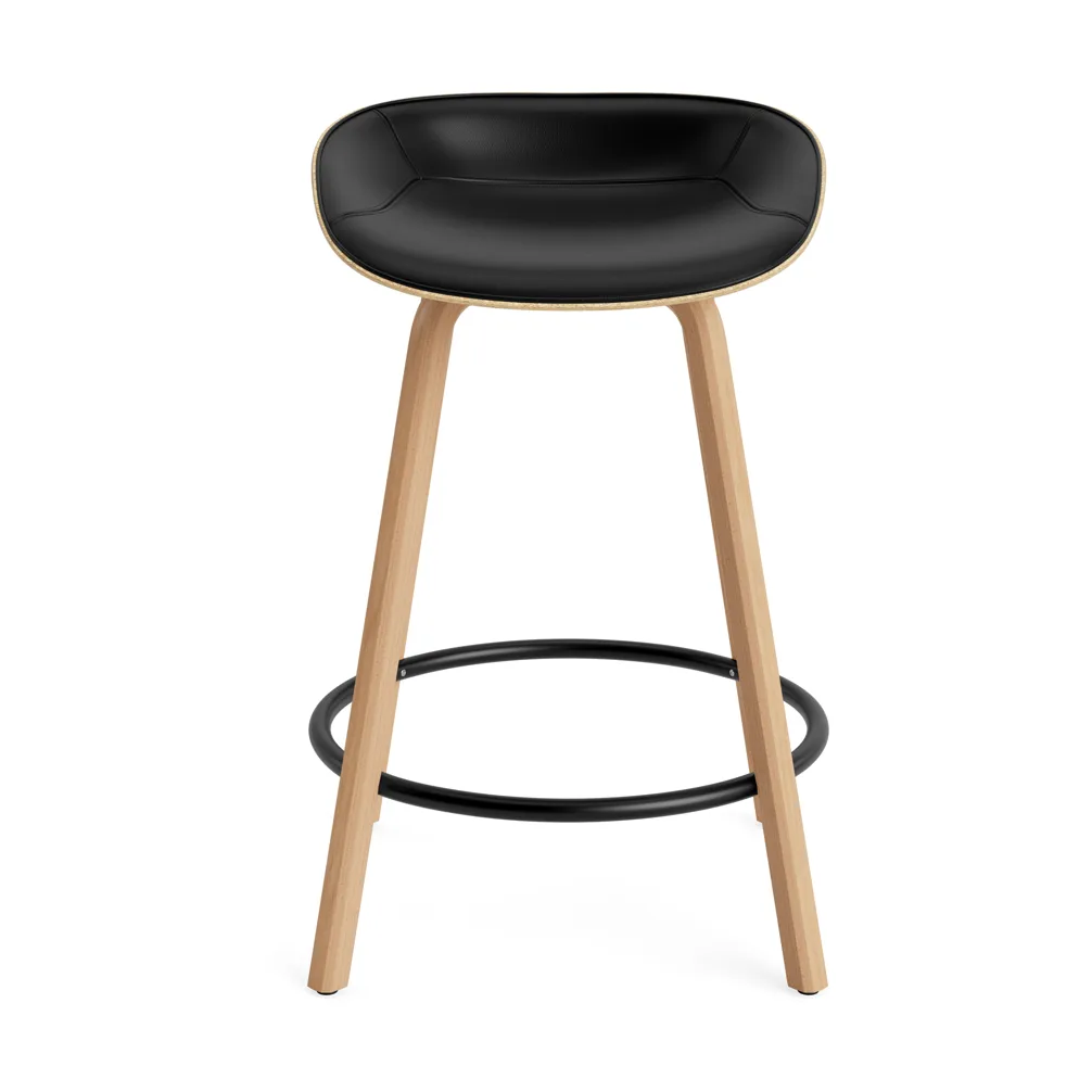 Mat Barstool banqueta estofada na frente 65 cm, Ultra 41599-cânhamo-faia-aço preto Normann Copenhagen