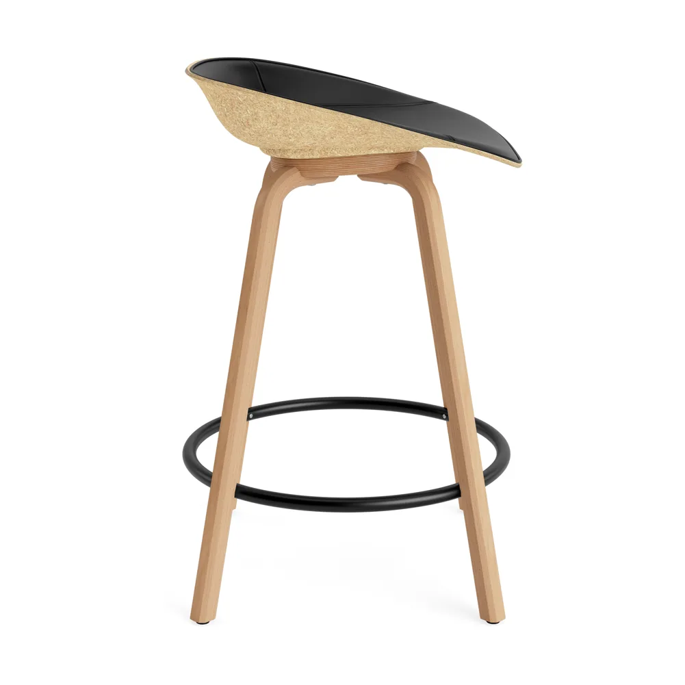 Mat Barstool banqueta estofada na frente 65 cm, Ultra 41599-cânhamo-faia-aço preto Normann Copenhagen