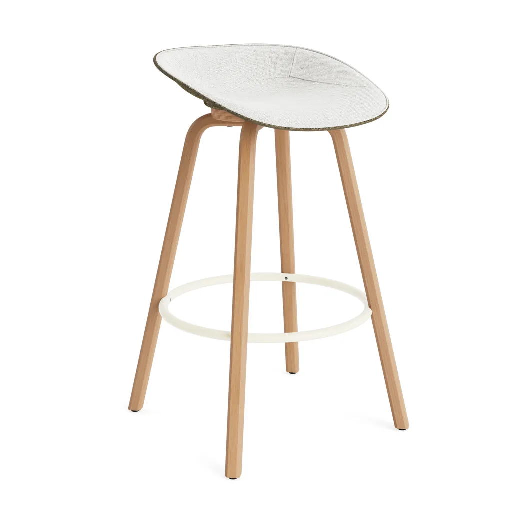 Mat Barstool banqueta estofada na frente 75 cm, Hallingdal 110-alga-faia-aço creme Normann Copenhagen