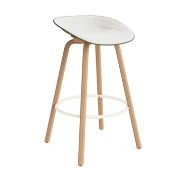 Mat Barstool banqueta estofada na frente 75 cm - Hallingdal 110-alga-faia-aço creme - Normann Copenhagen