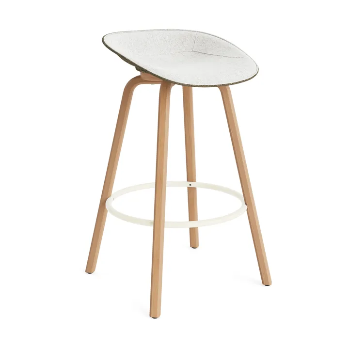 Mat Barstool banqueta estofada na frente 75 cm - Hallingdal 110-alga-faia-aço creme - Normann Copenhagen