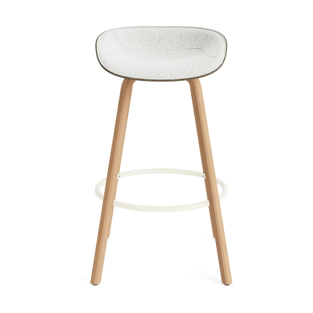 Mat Barstool banqueta estofada na frente 75 cm, Hallingdal 110-alga-faia-aço creme Normann Copenhagen