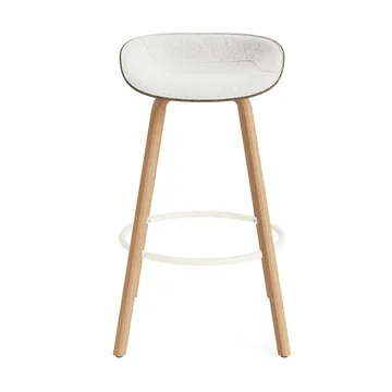 Mat Barstool banqueta estofada na frente 75 cm - Hallingdal 110-alga-faia-aço creme - Normann Copenhagen