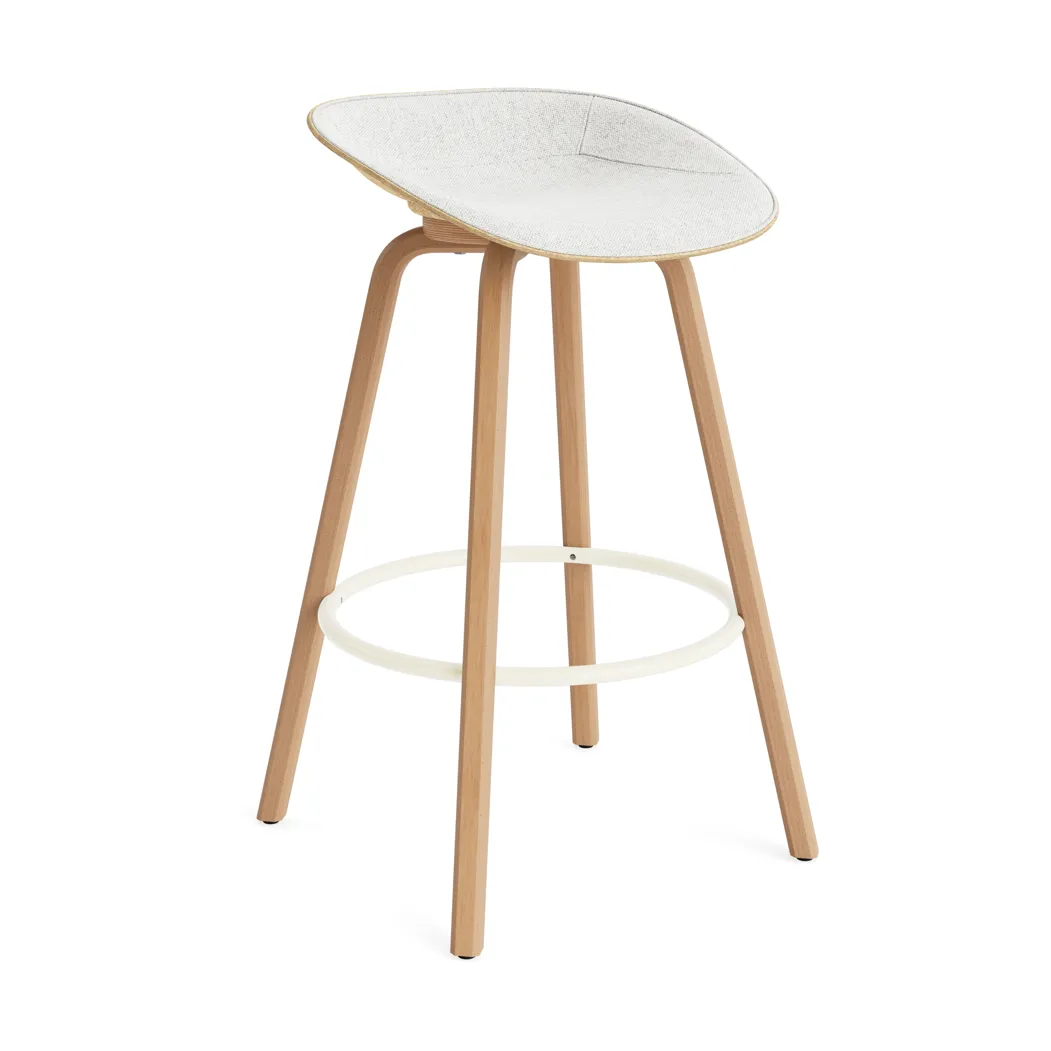 Mat Barstool banqueta estofada na frente 75 cm, Hallingdal 110-cânhamo-faia-aço creme Normann Copenhagen