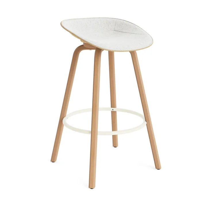Mat Barstool banqueta estofada na frente 75 cm - Hallingdal 110-cânhamo-faia-aço creme - Normann Copenhagen
