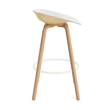 Mat Barstool banqueta estofada na frente 75 cm - Hallingdal 110-cânhamo-faia-aço creme - Normann Copenhagen