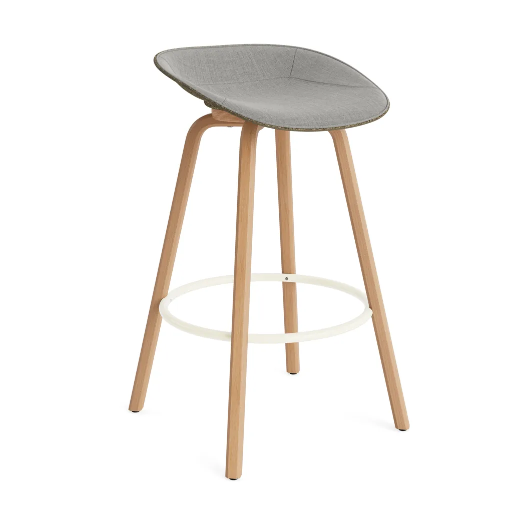 Mat Barstool banqueta estofada na frente 75 cm, Remix 133-alga-faia-aço creme Normann Copenhagen