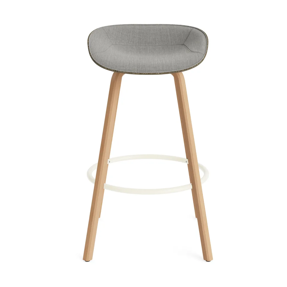 Mat Barstool banqueta estofada na frente 75 cm, Remix 133-alga-faia-aço creme Normann Copenhagen