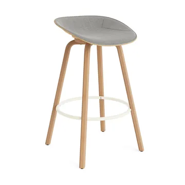 Mat Barstool banqueta estofada na frente 75 cm - Remix 133-cânhamo-faia-aço creme - Normann Copenhagen
