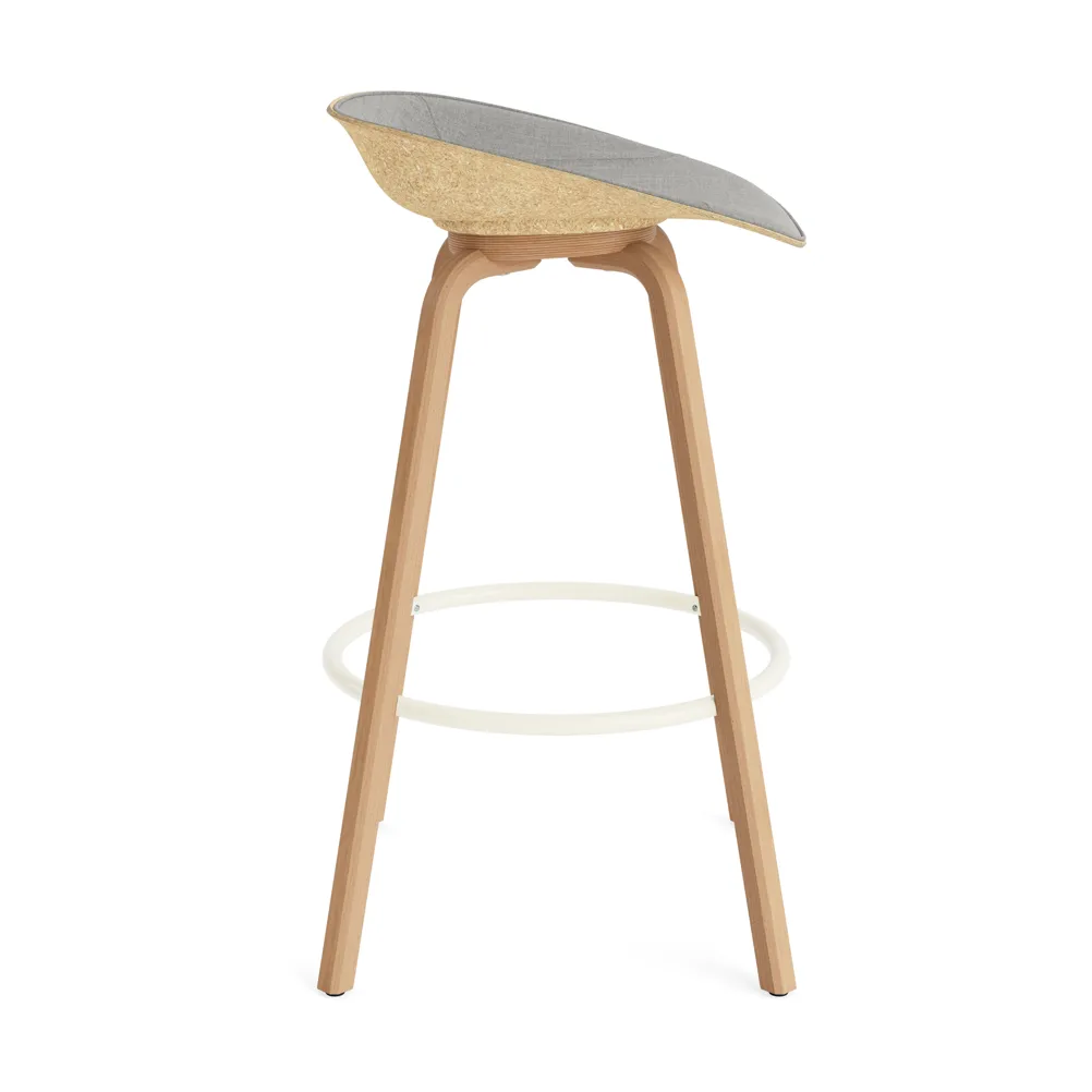 Mat Barstool banqueta estofada na frente 75 cm, Remix 133-cânhamo-faia-aço creme Normann Copenhagen