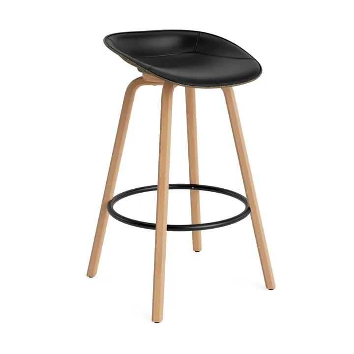 Mat Barstool banqueta estofada na frente 75 cm - Ultra 41599-alga-faia-aço preto - Normann Copenhagen