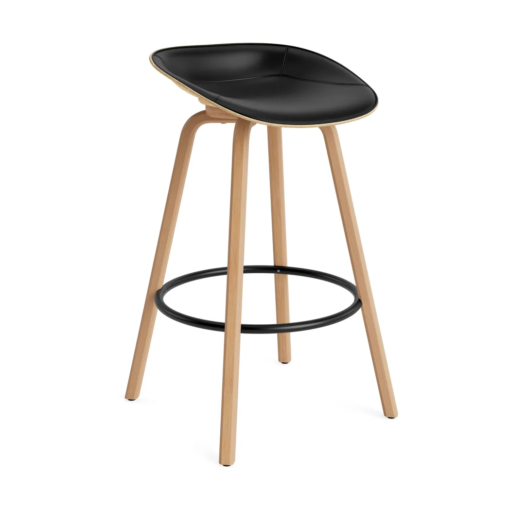Mat Barstool banqueta estofada na frente 75 cm, Ultra 41599-cânhamo-faia-aço preto Normann Copenhagen