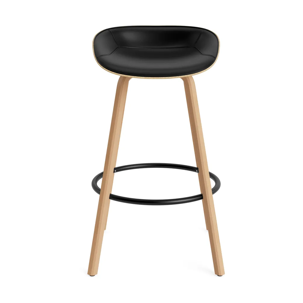 Mat Barstool banqueta estofada na frente 75 cm, Ultra 41599-cânhamo-faia-aço preto Normann Copenhagen
