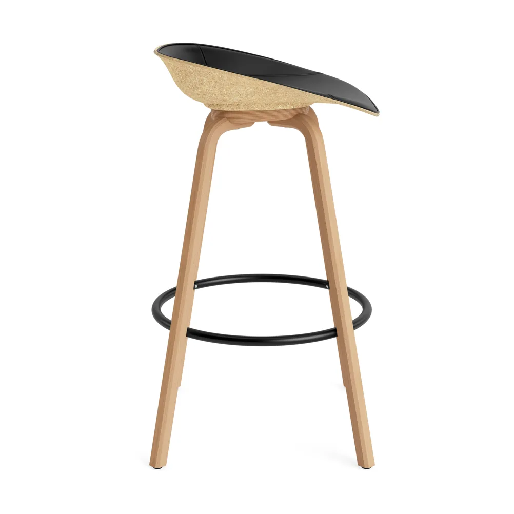 Mat Barstool banqueta estofada na frente 75 cm, Ultra 41599-cânhamo-faia-aço preto Normann Copenhagen
