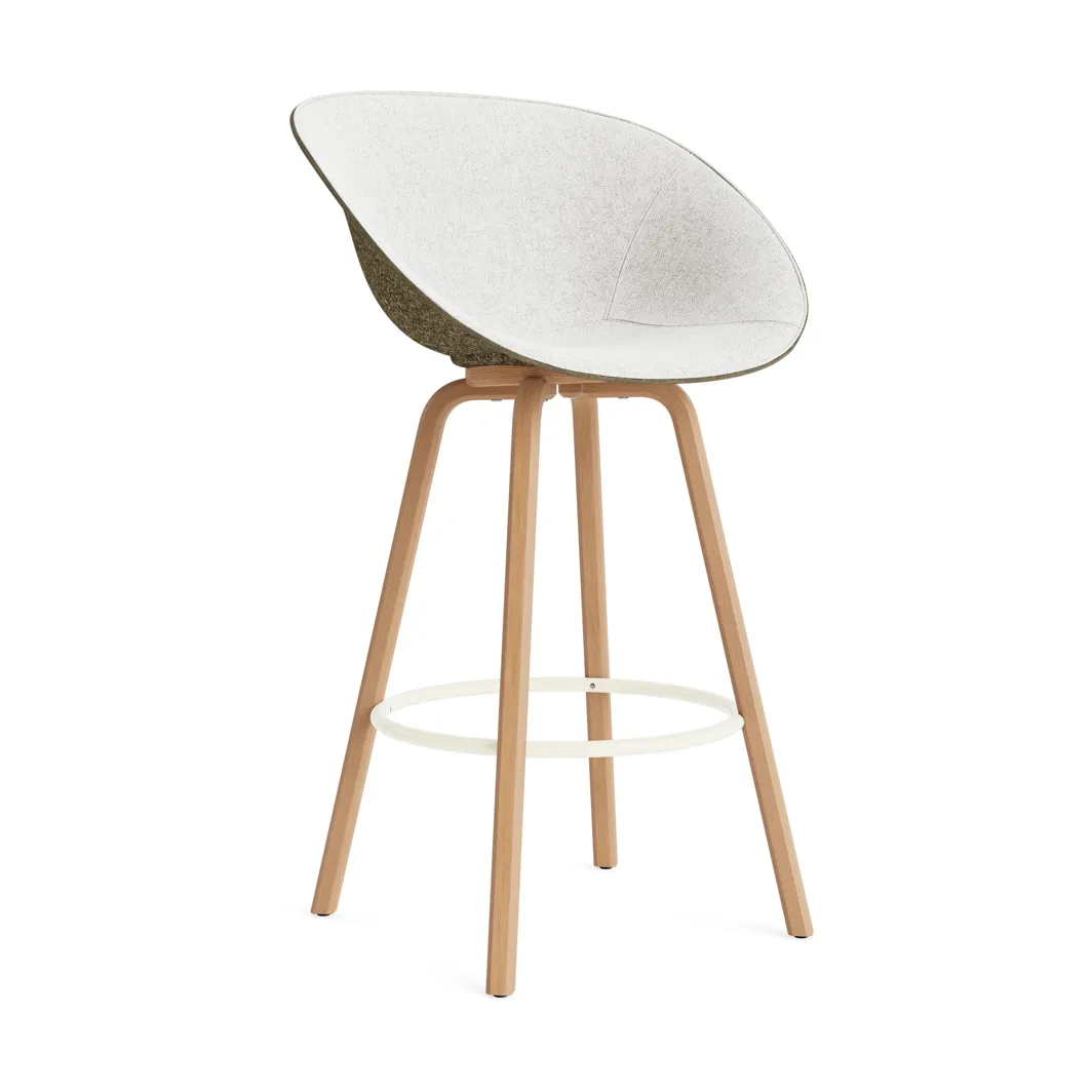 Mat cadeira com braços estofada na frente 75 cm, Hallingdal 110-alga-faia-aço creme Normann Copenhagen