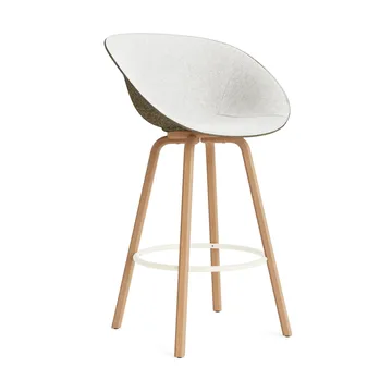 Mat cadeira com braços estofada na frente 75 cm - Hallingdal 110-alga-faia-aço creme - Normann Copenhagen