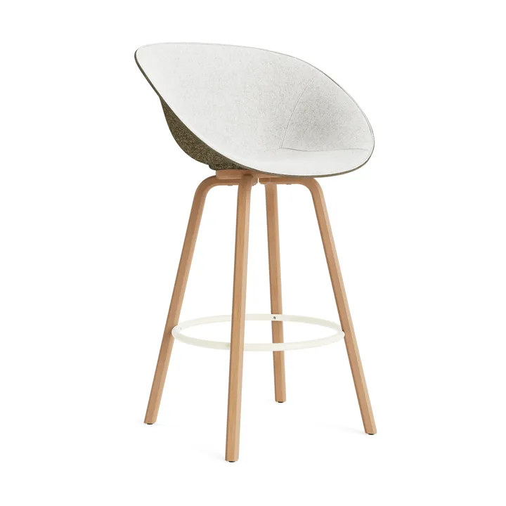 Mat cadeira com braços estofada na frente 75 cm - Hallingdal 110-alga-faia-aço creme - Normann Copenhagen
