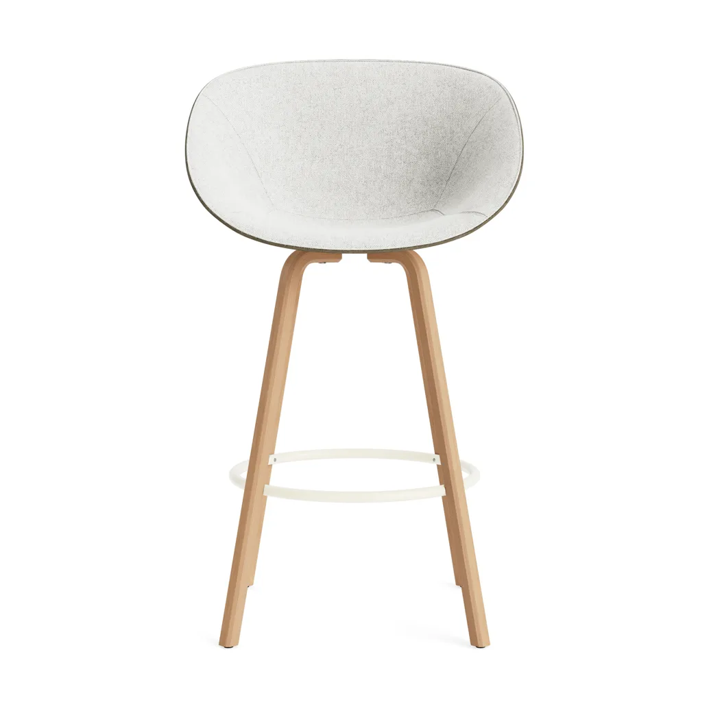 Mat cadeira com braços estofada na frente 75 cm, Hallingdal 110-alga-faia-aço creme Normann Copenhagen