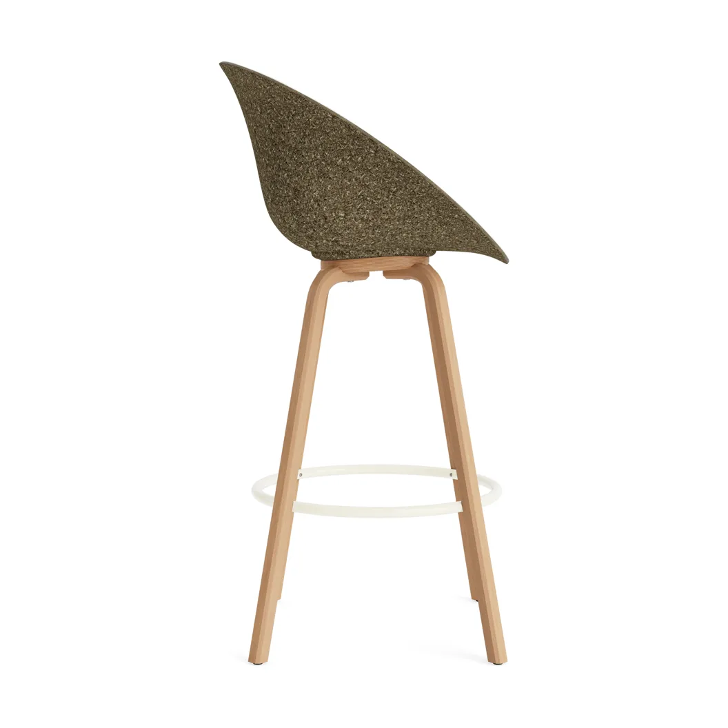 Mat cadeira com braços estofada na frente 75 cm, Hallingdal 110-alga-faia-aço creme Normann Copenhagen