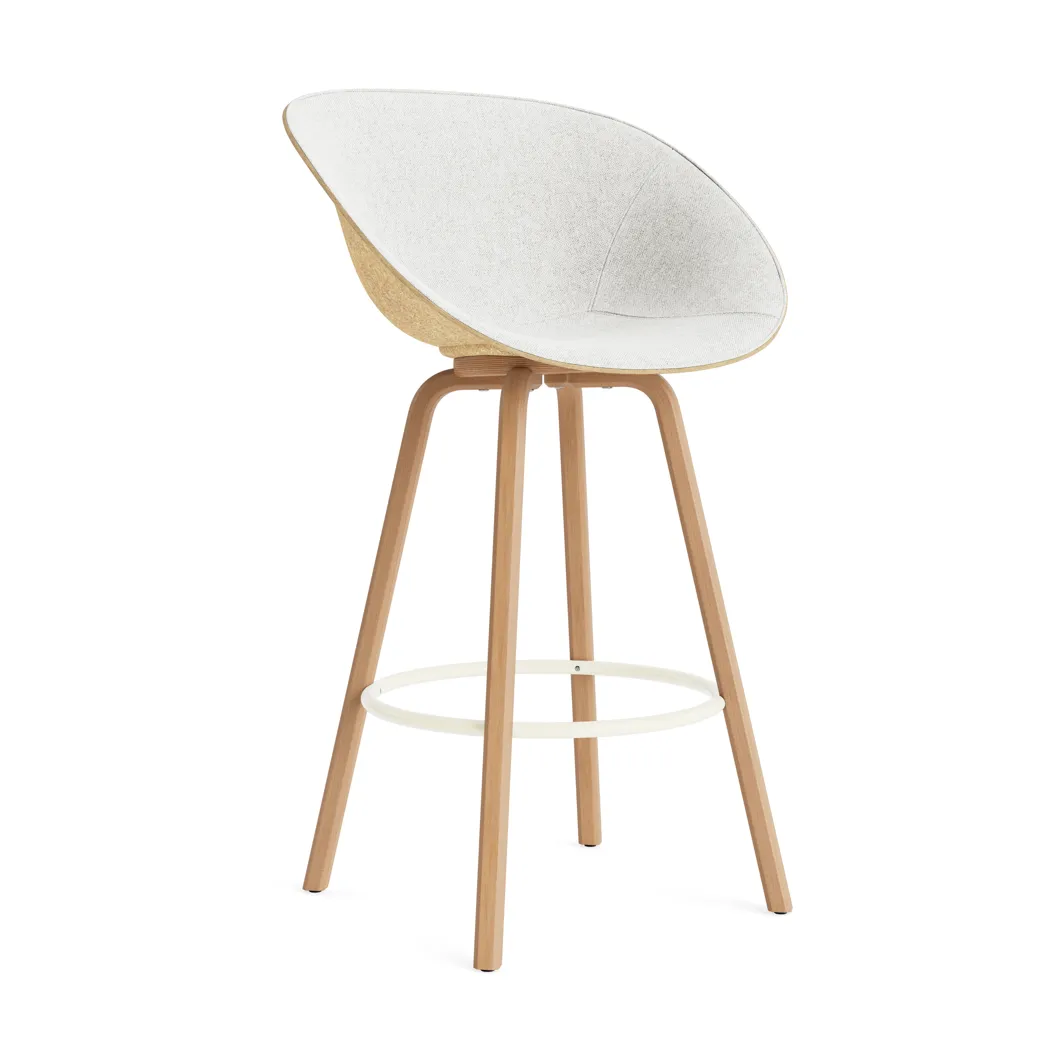 Mat cadeira com braços estofada na frente 75 cm, Hallingdal 110-cânhamo-faia-aço creme Normann Copenhagen