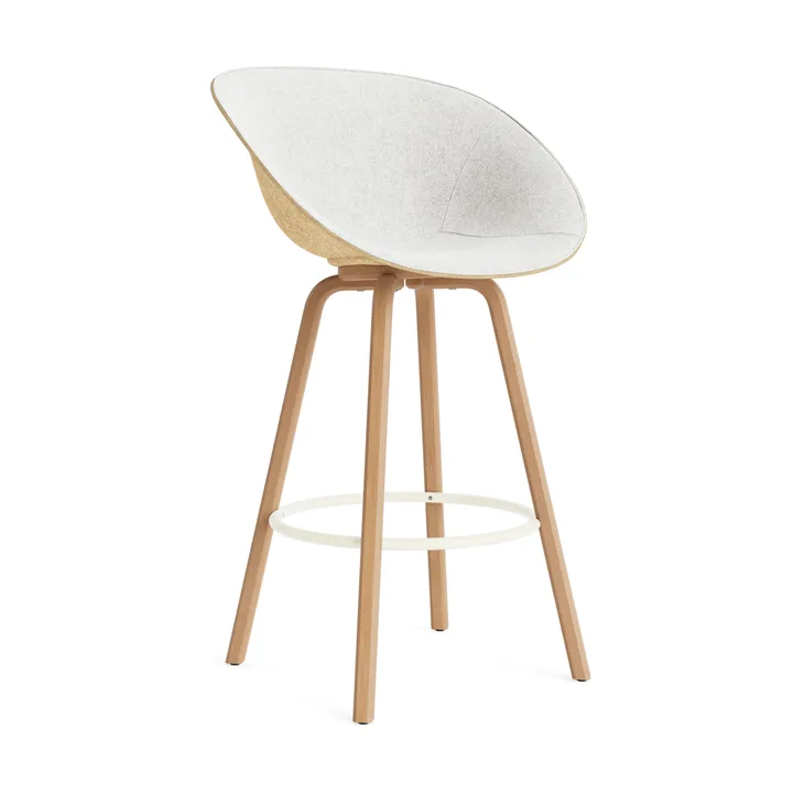 Mat cadeira com braços estofada na frente 75 cm - Hallingdal 110-cânhamo-faia-aço creme - Normann Copenhagen