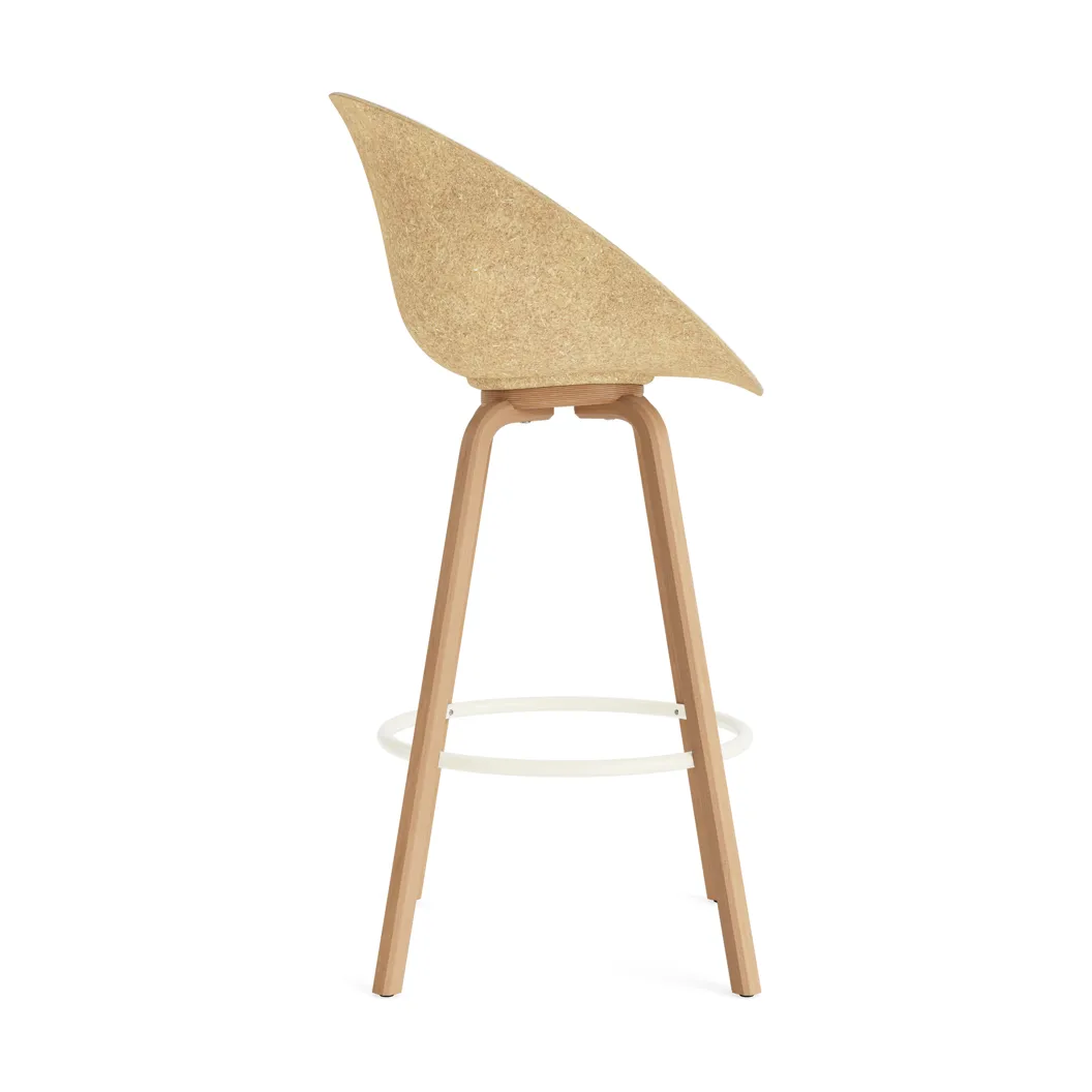 Mat cadeira com braços estofada na frente 75 cm, Hallingdal 110-cânhamo-faia-aço creme Normann Copenhagen