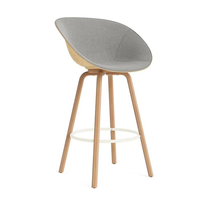 Mat cadeira com braços estofada na frente 75 cm - Remix 133-cânhamo-faia-aço creme - Normann Copenhagen
