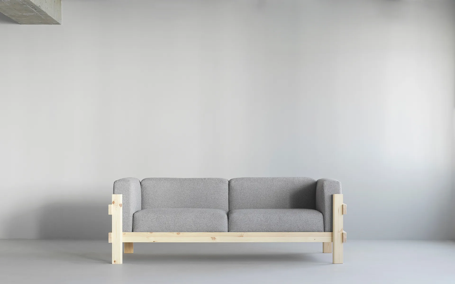 Sofá Kube, Pinho lacado-tecido Remix 223 Beige, 220 cm Normann Copenhagen