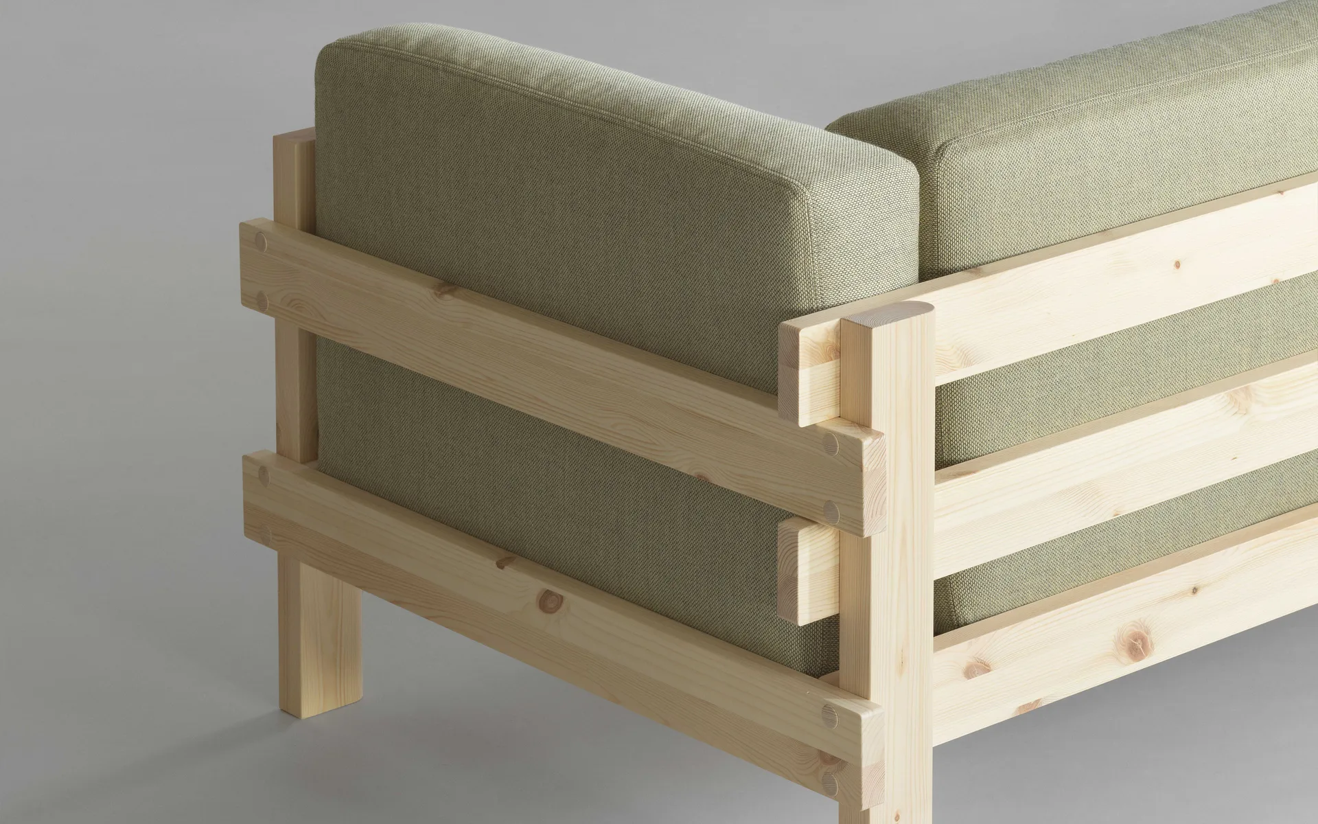 Sofá Kube, Pinho lacado-tecido Remix 356 Brown, 220 cm Normann Copenhagen